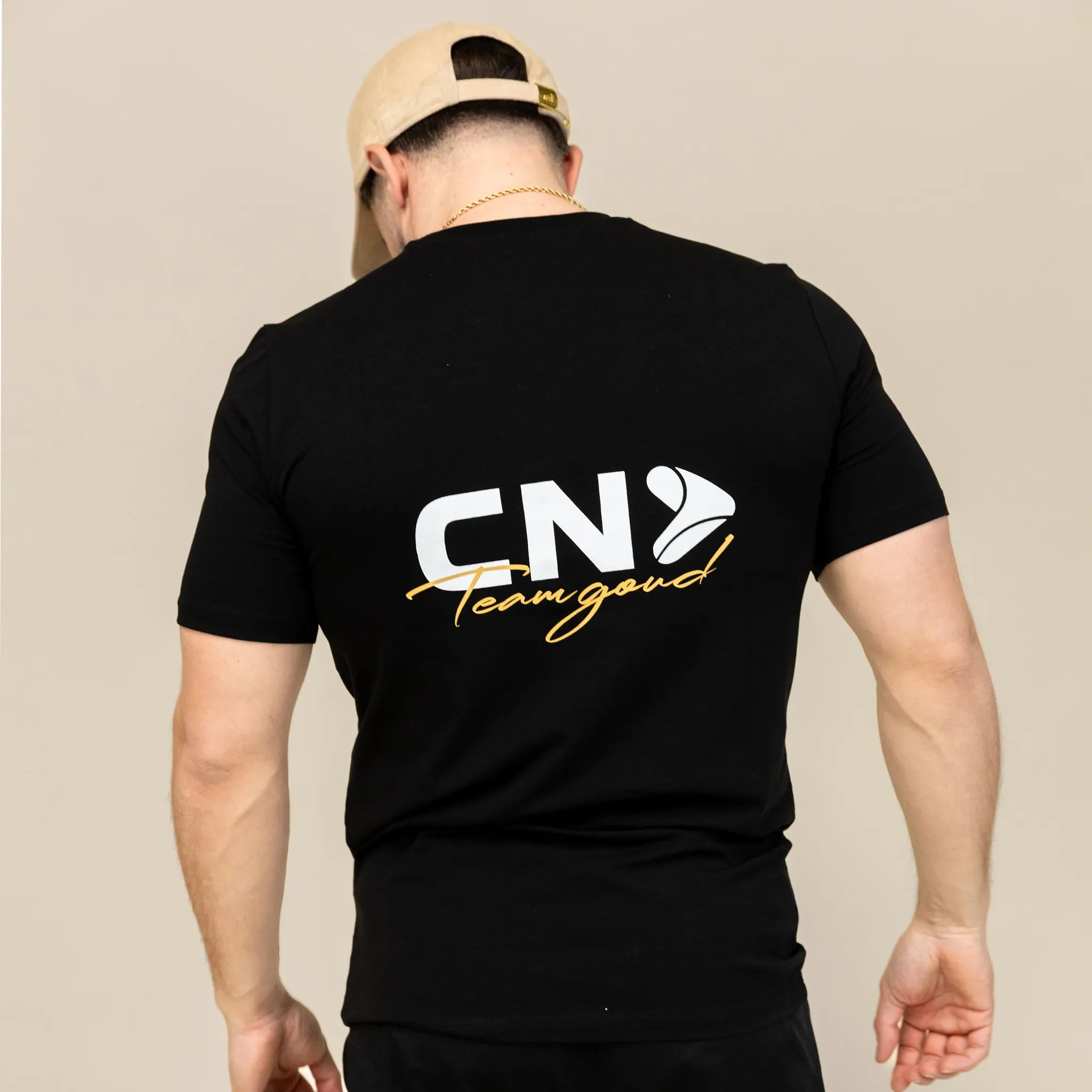 T-shirt fitted Team Goud - Wit/Zwart