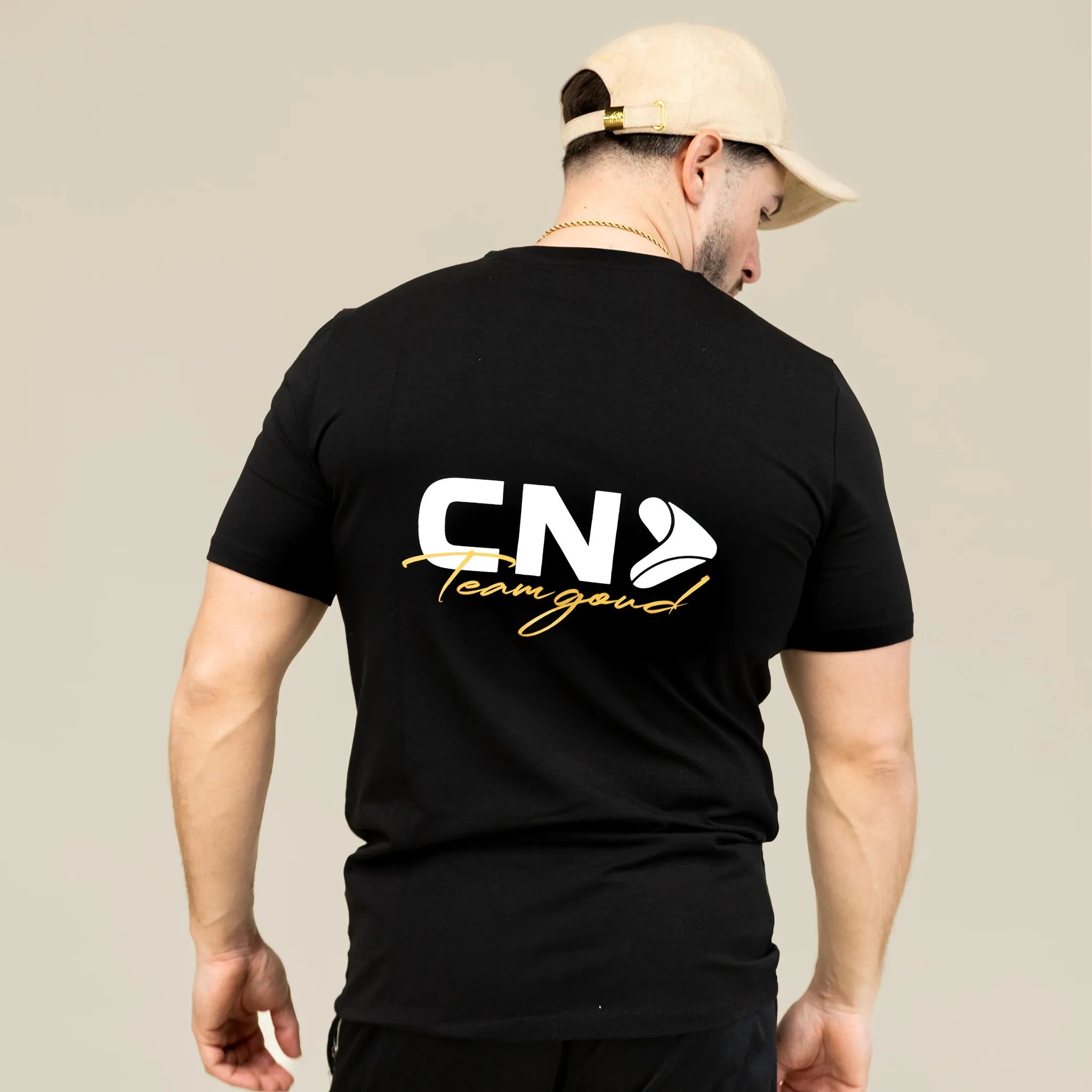 T-shirt fitted Team Goud - Wit/Zwart