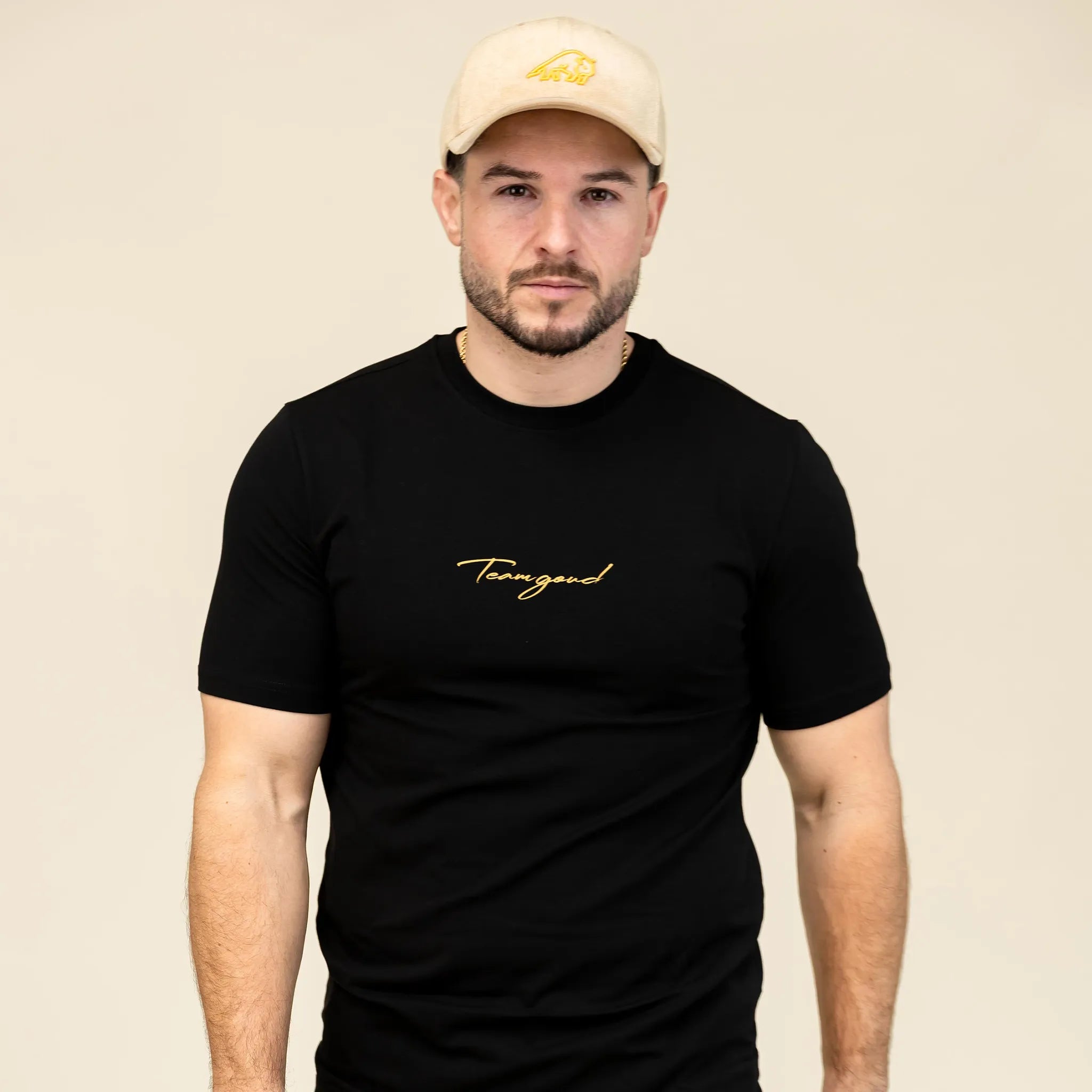 T-shirt fitted Team Goud - Wit/Zwart