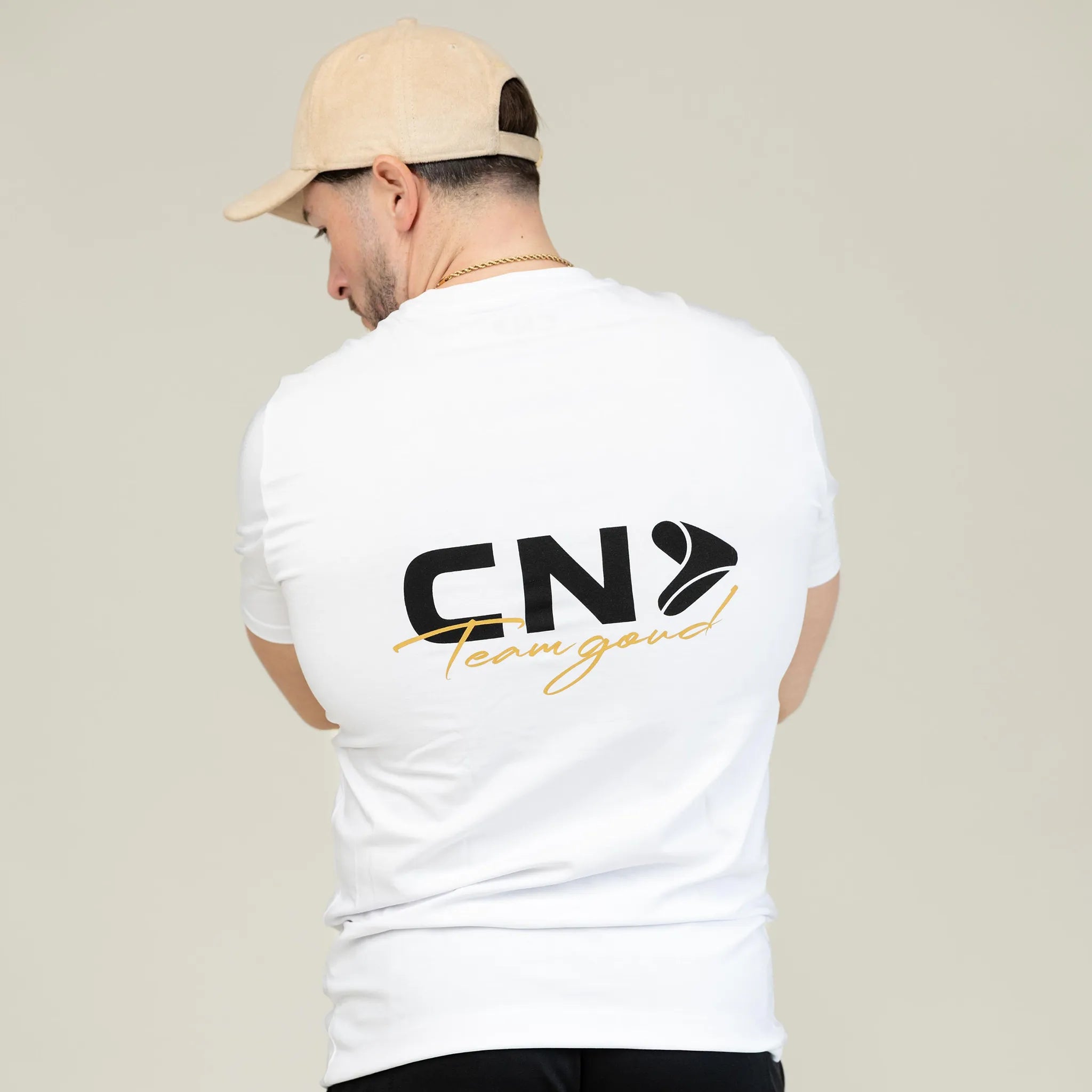 T-shirt fitted Team Goud - Wit/Zwart