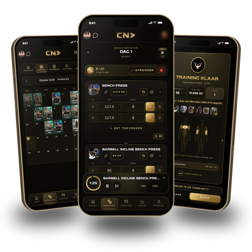De Groei-Maatje app op drie telefoons